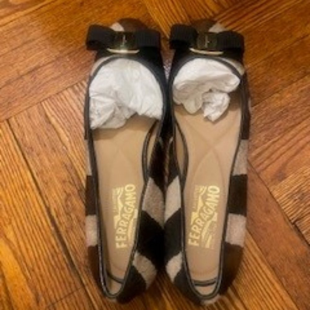 Salvatore Ferragamo calf hair ballet flats